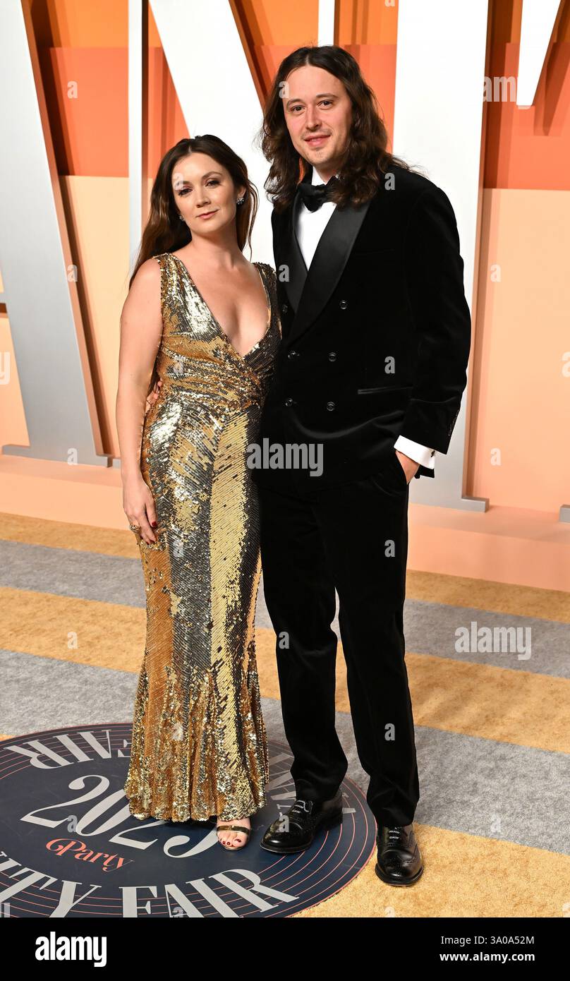 Billie Lourd and Austen Rydell arriving at the Vanity Fair Oscar Party ...