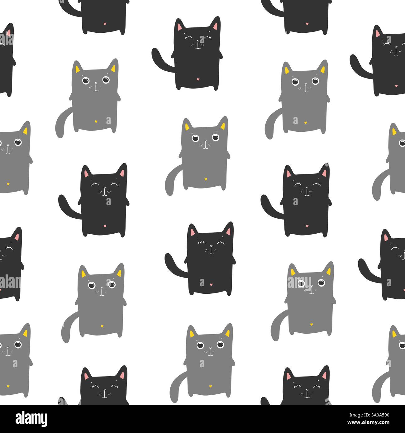 Funny cats seamless pattern, vector EPS10 Stock Vector