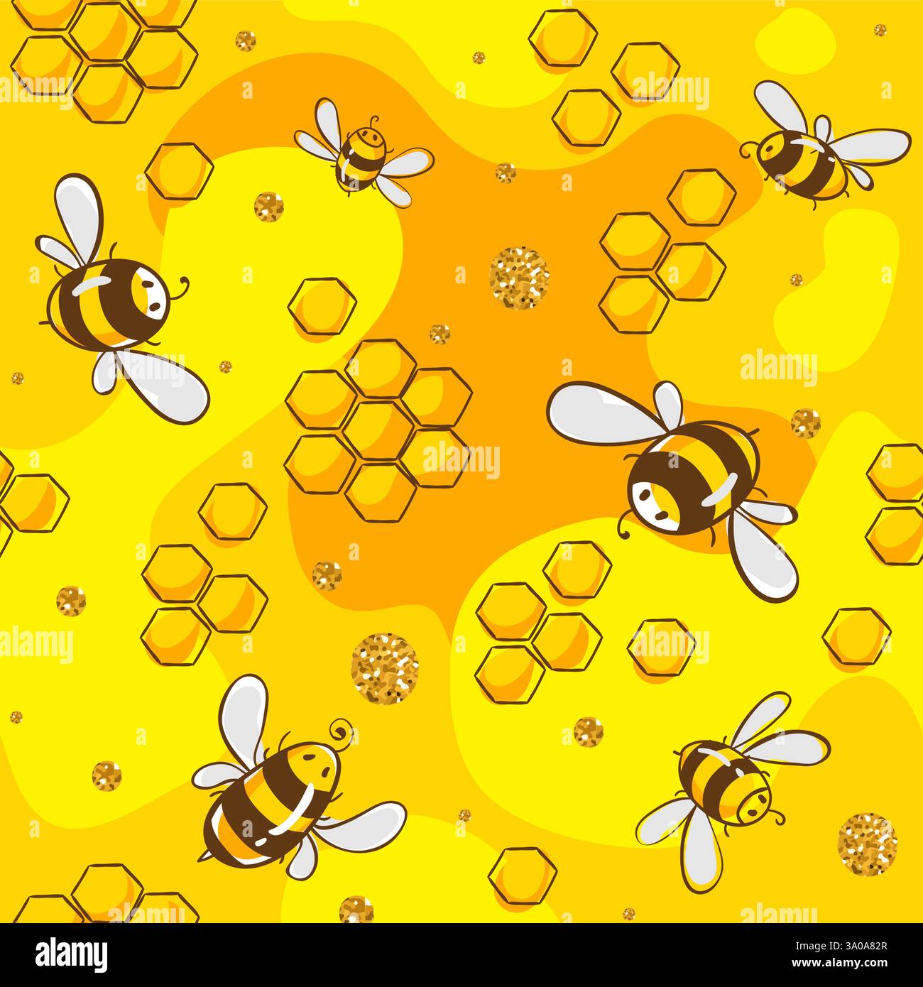 Cute seamless pattern with flying bees. Vector illustration Stock ...