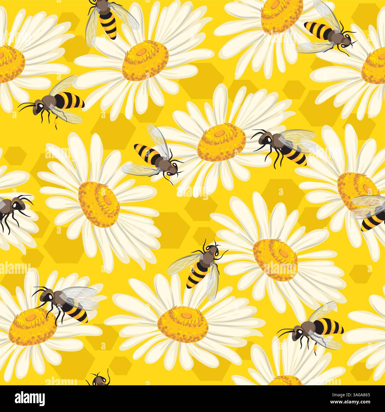 Cute seamless pattern with bees and flowers. Vector illustration Stock ...