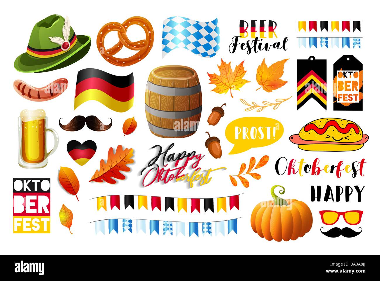 Set of Oktoberfest vector design elements. Vector EPS10 Stock Vector