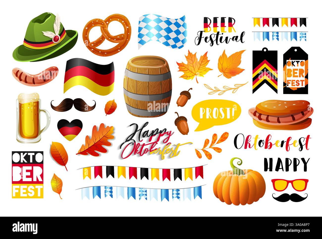 Set of Oktoberfest vector design elements. Vector EPS10 Stock Vector