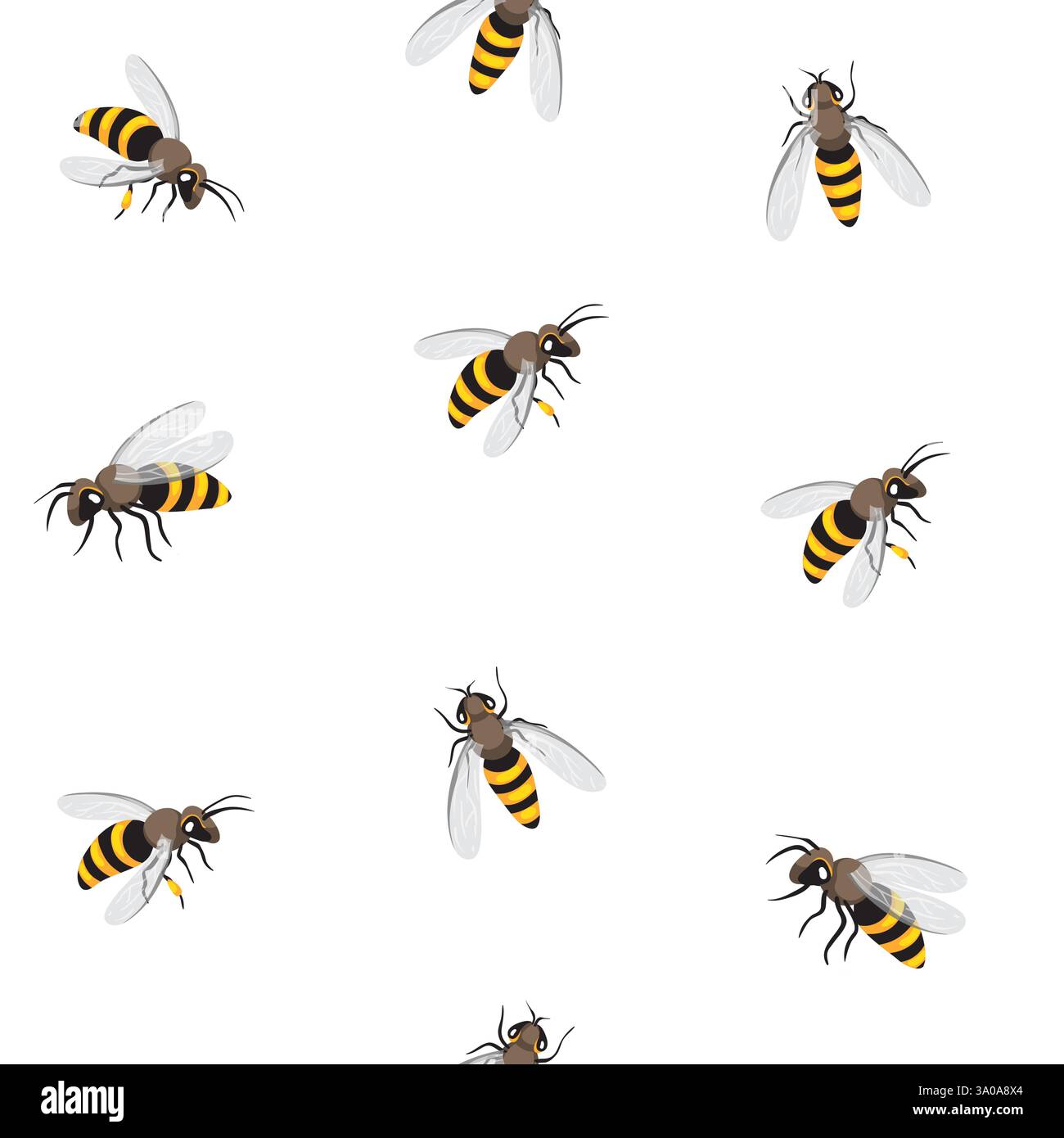 Bee seamless pattern. Honey bee vector illustration. EPS10 Stock Vector