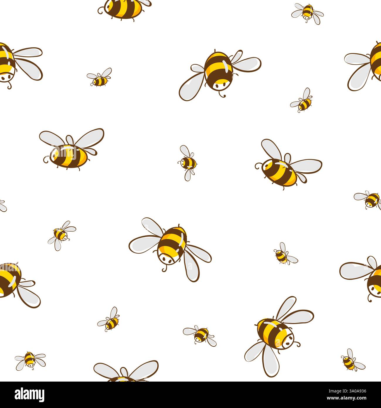 Cute seamless pattern with flying bees. Vector illustration Stock ...