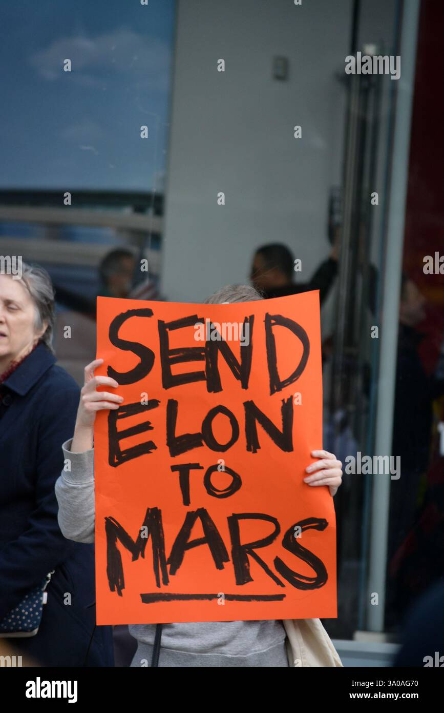 Protest against Elon Musk and DOGE cuts to government spending in front ...