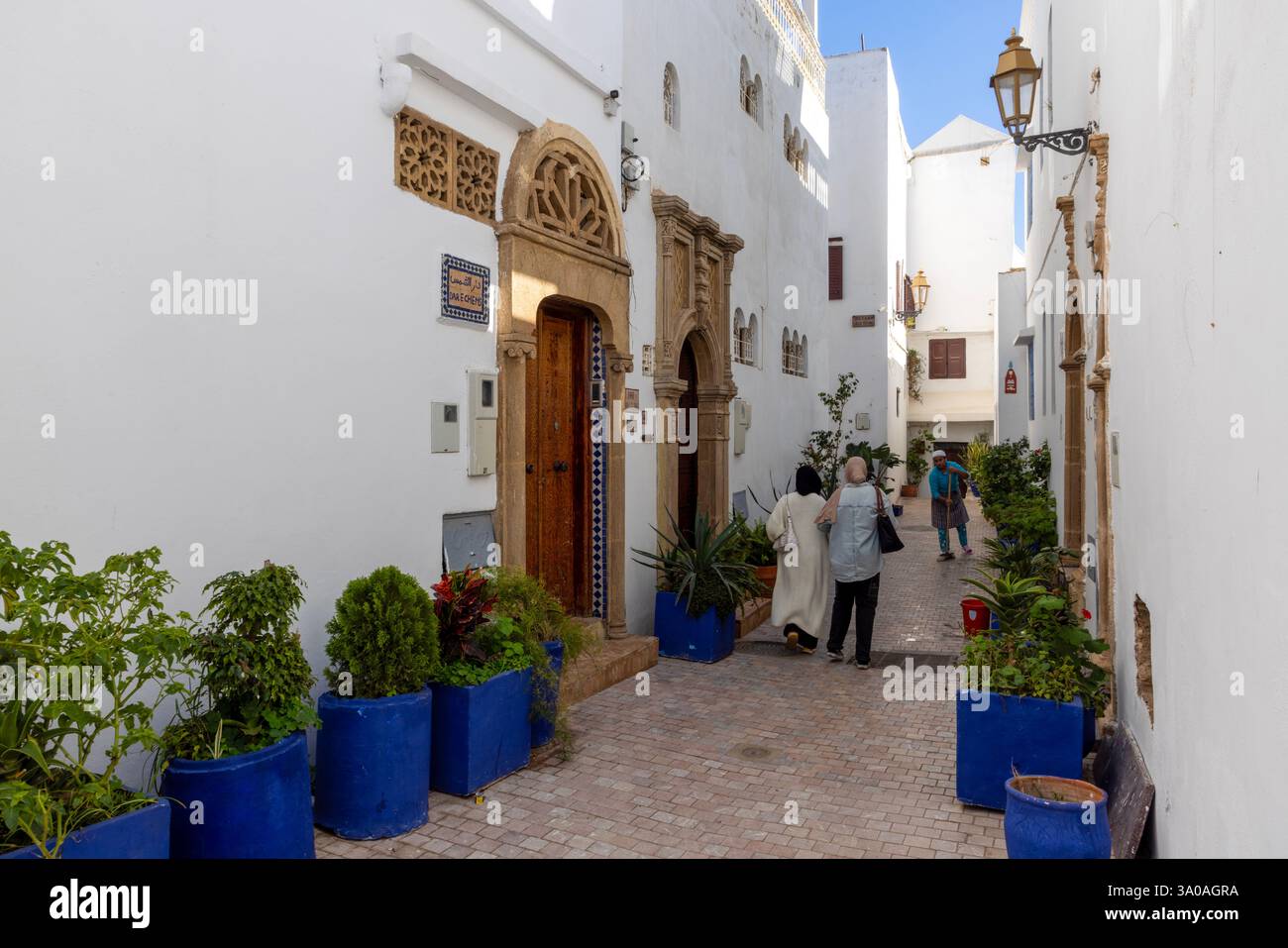 The Kasbah of the Udayas, a citadel in Rabat, Morocco, is located on a ...