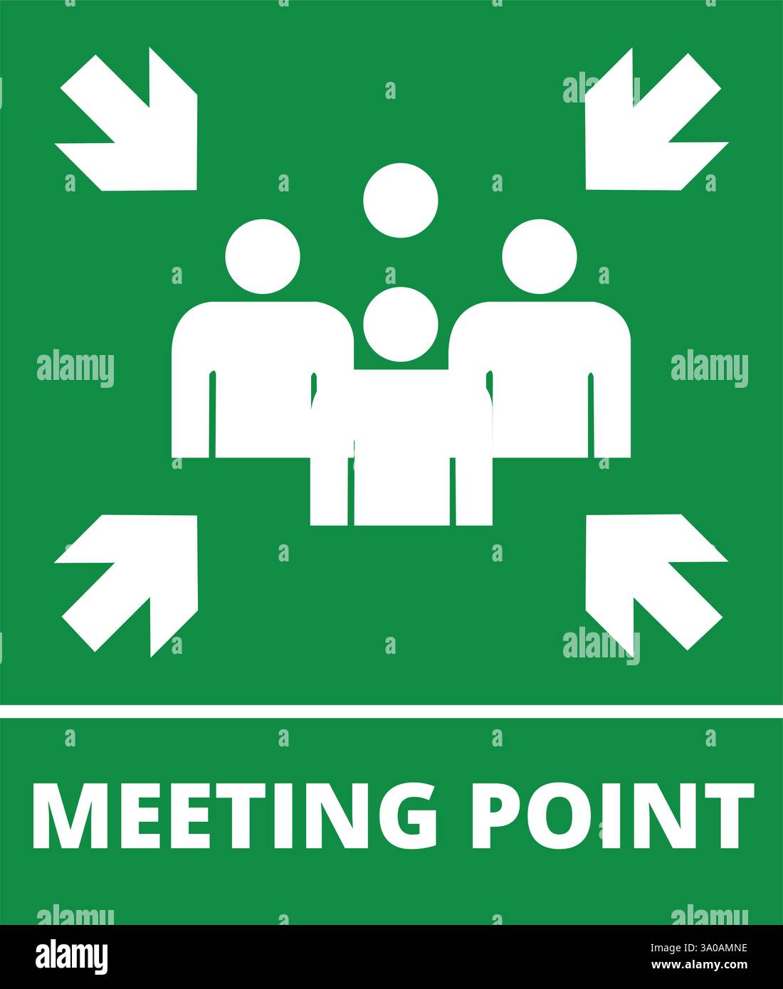 White Assembly Point Sign On Cut Out Stock Images Pictures Alamy
