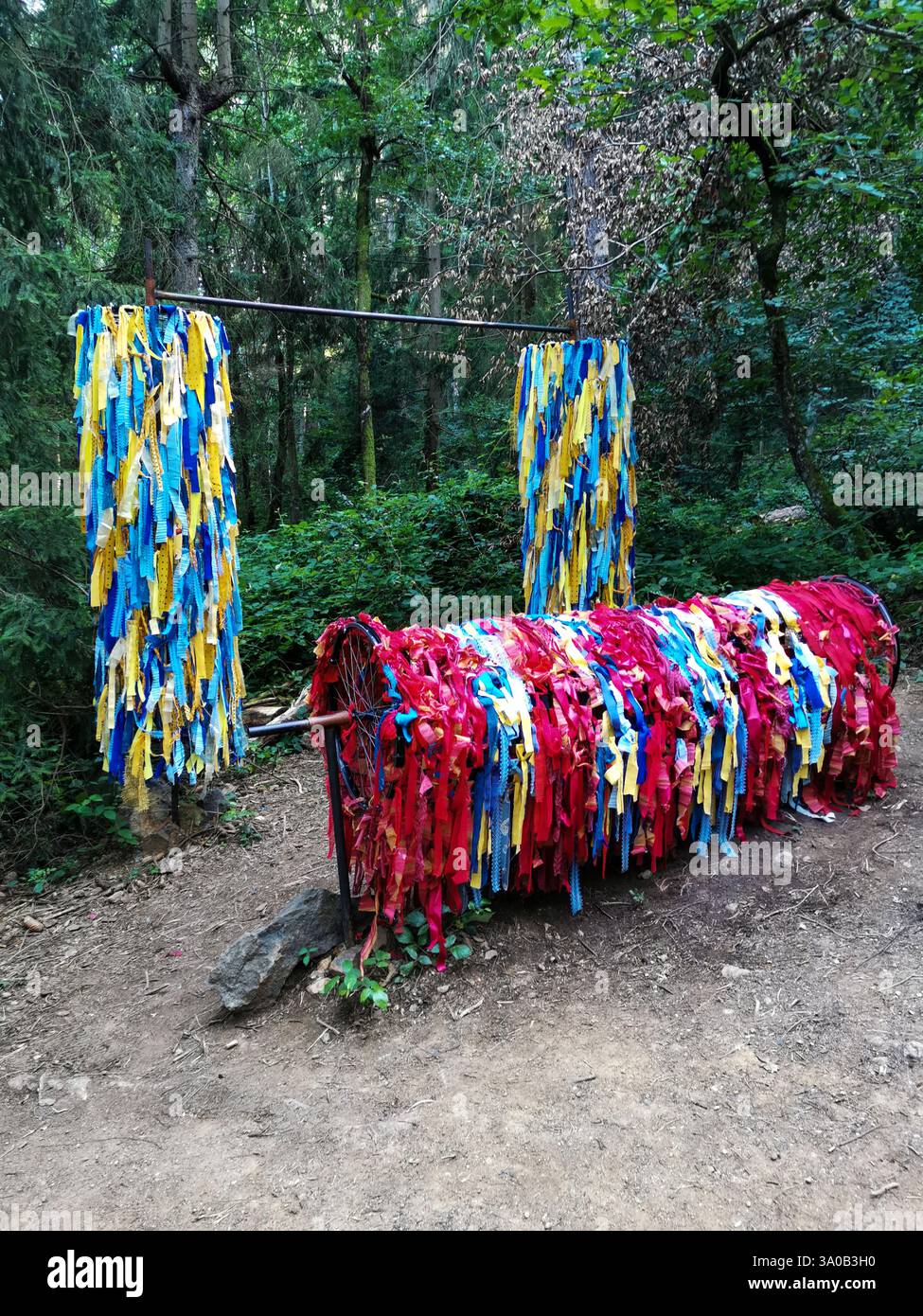 Horizons arts and Natures in Sancy 2024. 'Green Washing' by Muro Atelier, Puy de Dome, Auvergne Rhone, France - Smartphone Captured Stock Image
