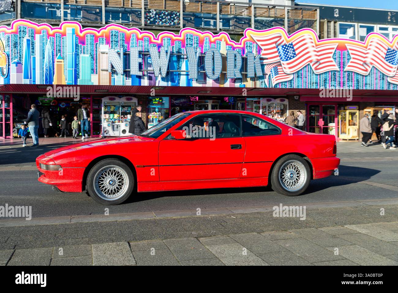 BMW 840Ci Auto car driving on Marine Parade, Southend on Sea, Essex, UK. 1990s era automobile. 1995 BMW 8 Series (E31) Coupe Stock Photo