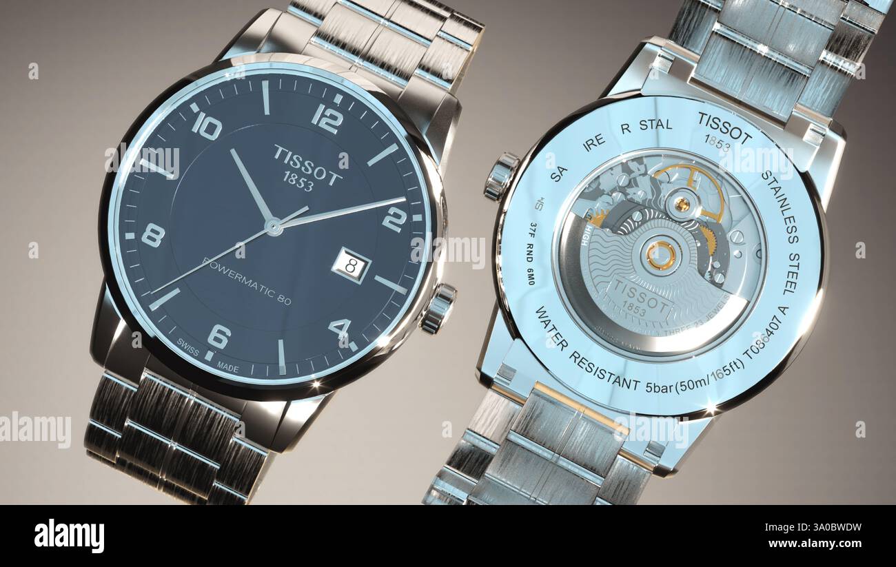 Tissot Luxury Powermatic 80-Perfect render watch Stock Photo