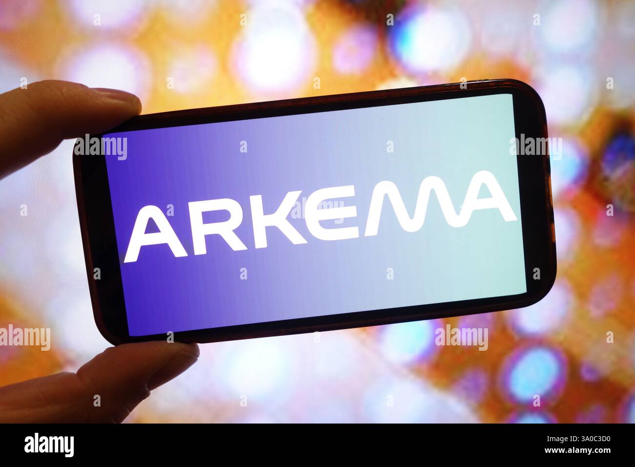 In this photo illustration, the Arkema S.A. company logo is seen ...