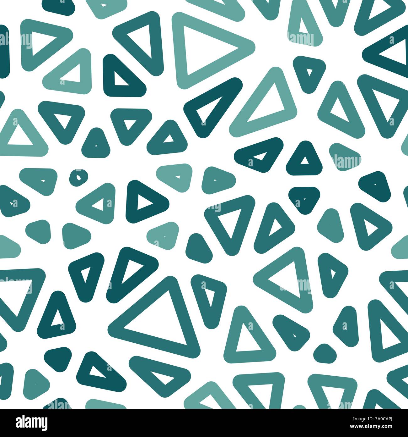 Triangles background design. Medium triangles size. Multiple colors style. Rounded triangles outlined. Repeatable composition. Ocean Depths. Stock Vector