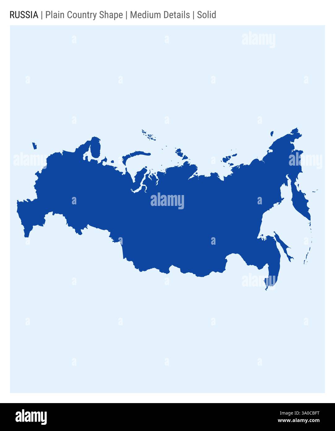 Russia plain country map. Medium details. Solid style. Shape of Russia. Vector illustration. Stock Vector