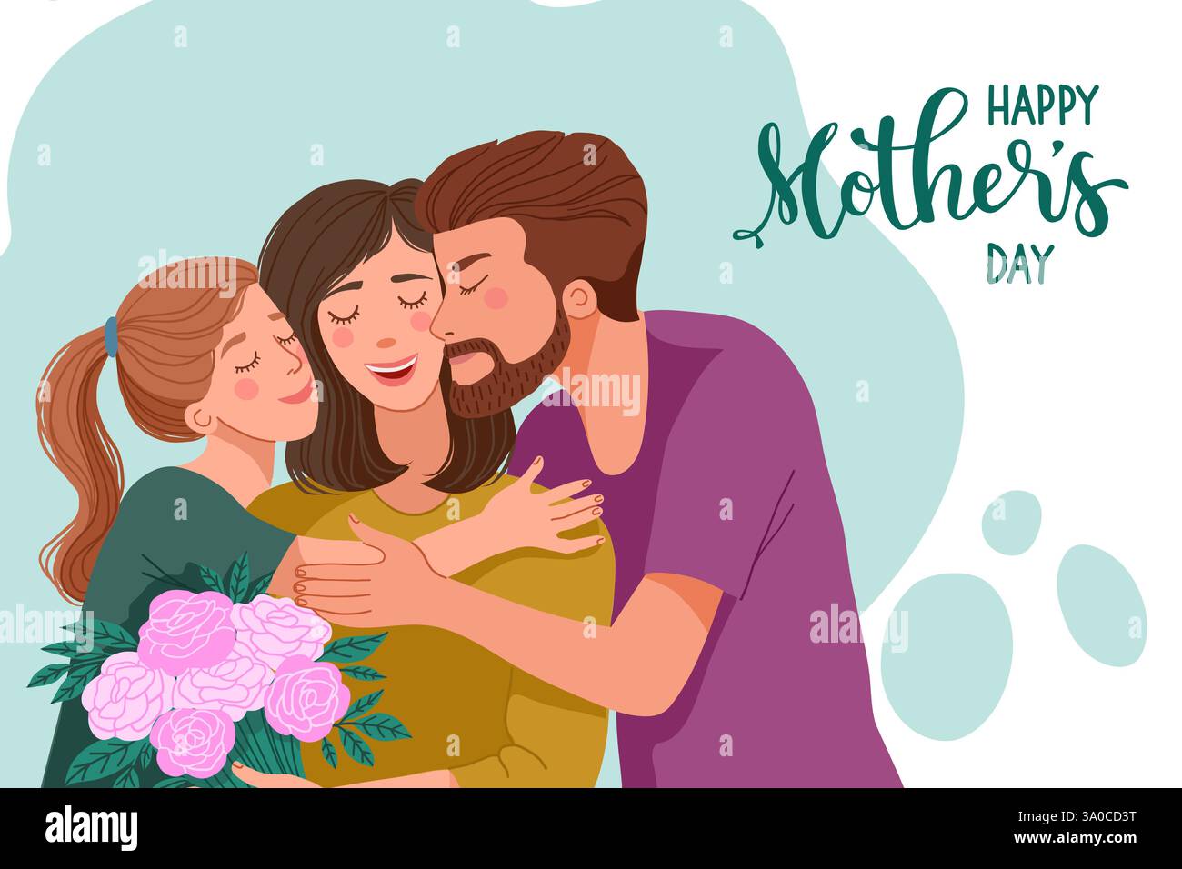 Illustration of mom, daughter, dad and text Stock Vector Image & Art ...
