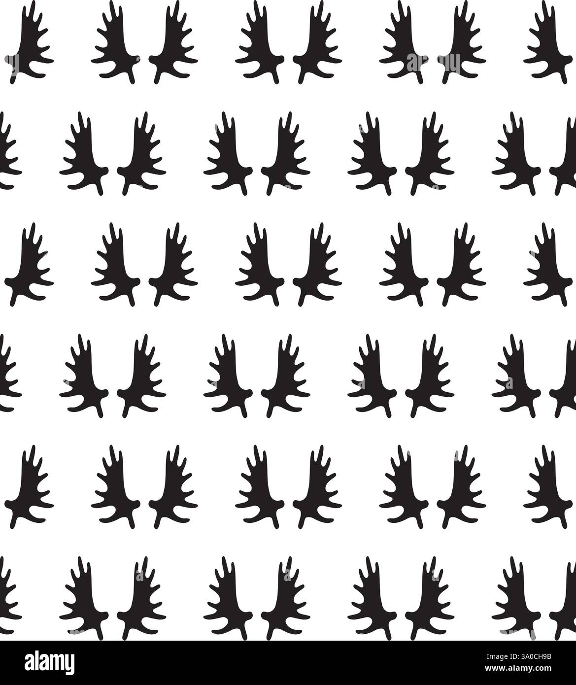 Vector seamless pattern of hand drawn moose horns silhouette isolated ...