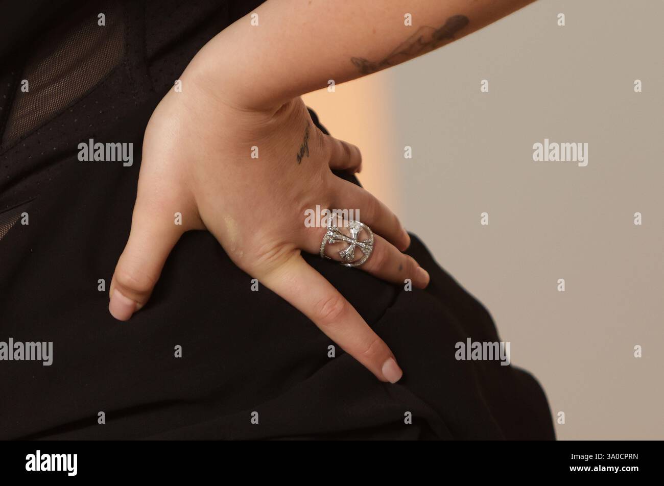 Renee Rapp, ring detail attends the 2025 Vanity Fair Oscar Party at ...