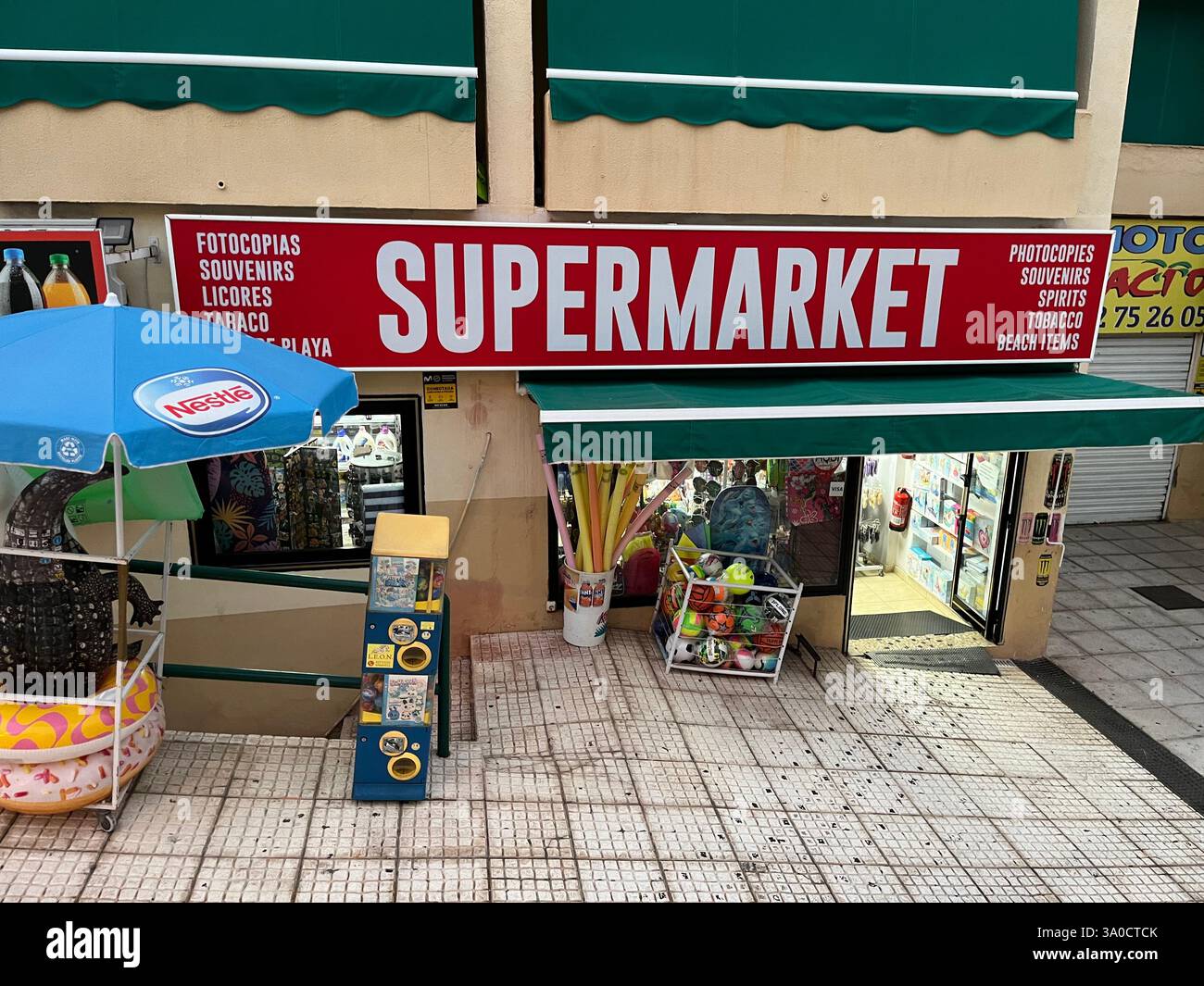 Supermarket in Costa Adeje. Tenerife, Canary Islands, Spain. 27th January 2025. - Smartphone Captured Stock Image
