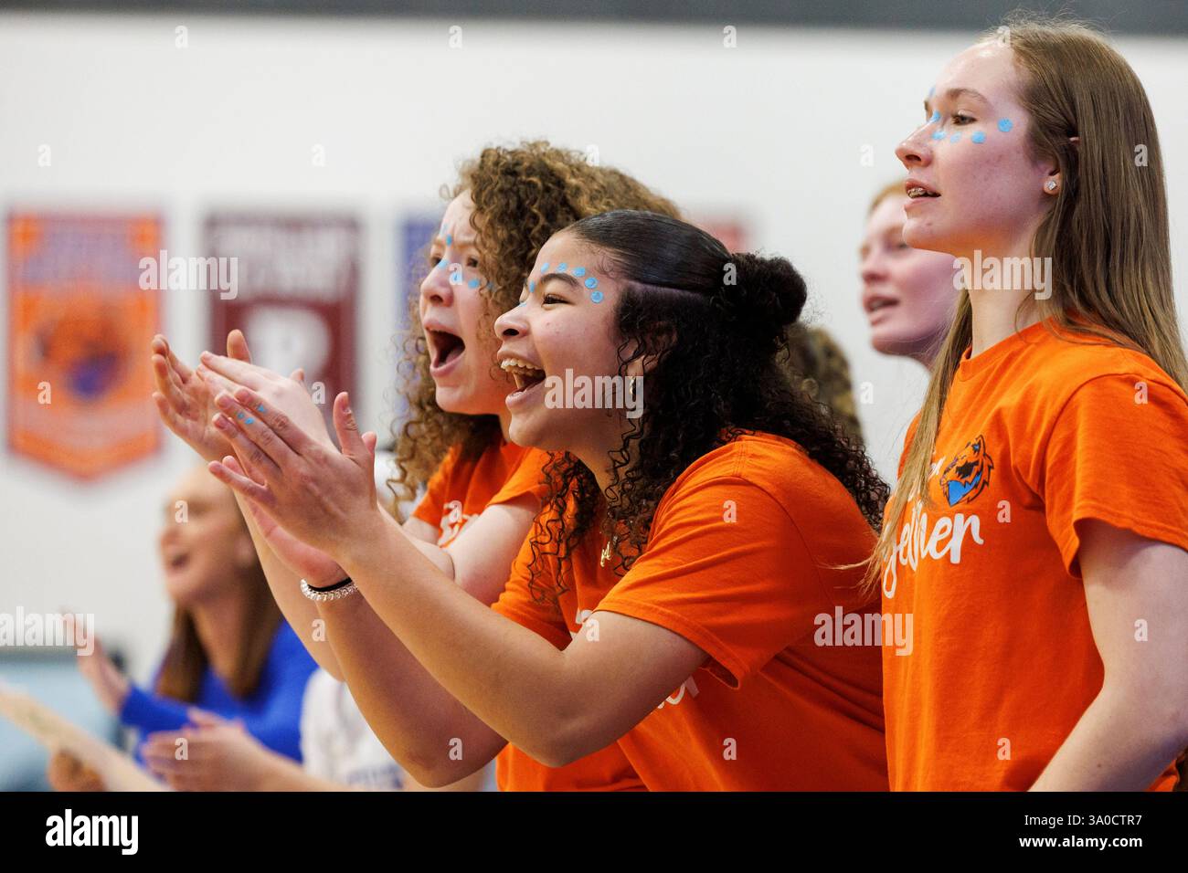 Omaha Westview players cheer from the bench during the first half of a ...