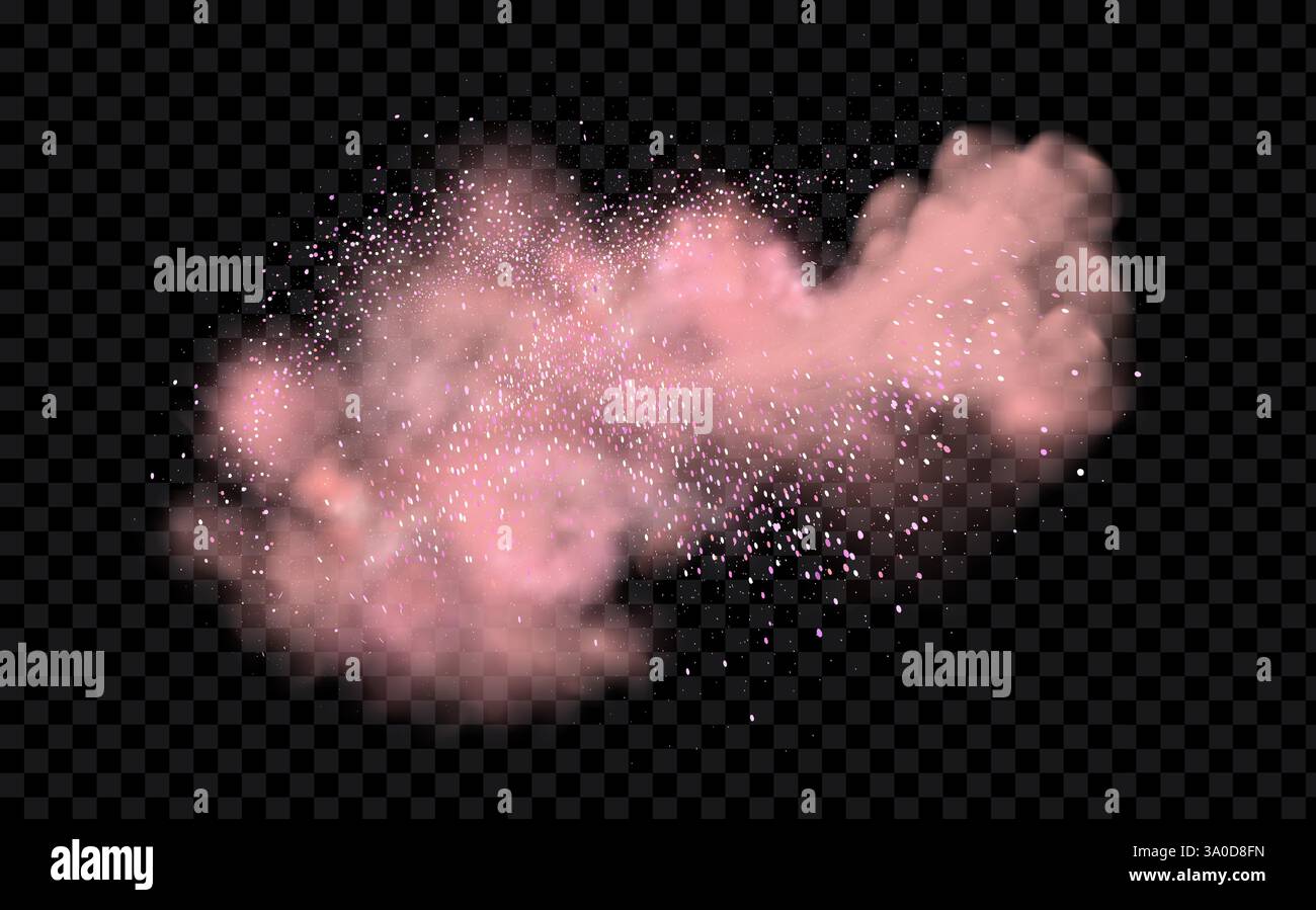 Magical motion, sparkling lines on a black background.Pink powder dust ...