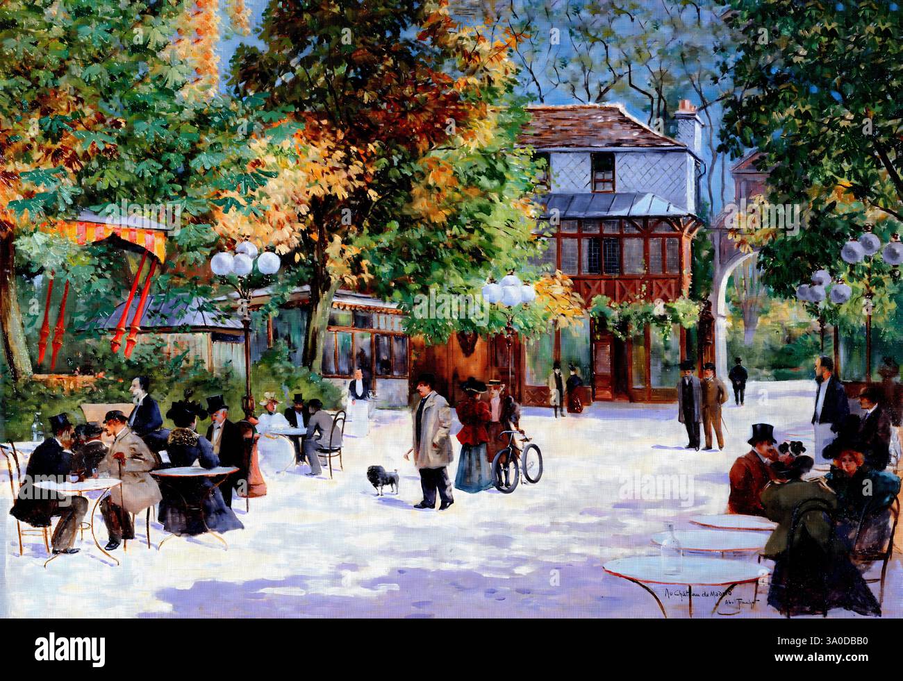 At the Chalet du Château de Madrid Bois de Boulogne 1895 by Louis Abel-Truchet Paris Park Scene Public Domain High Resolution Stock Photo