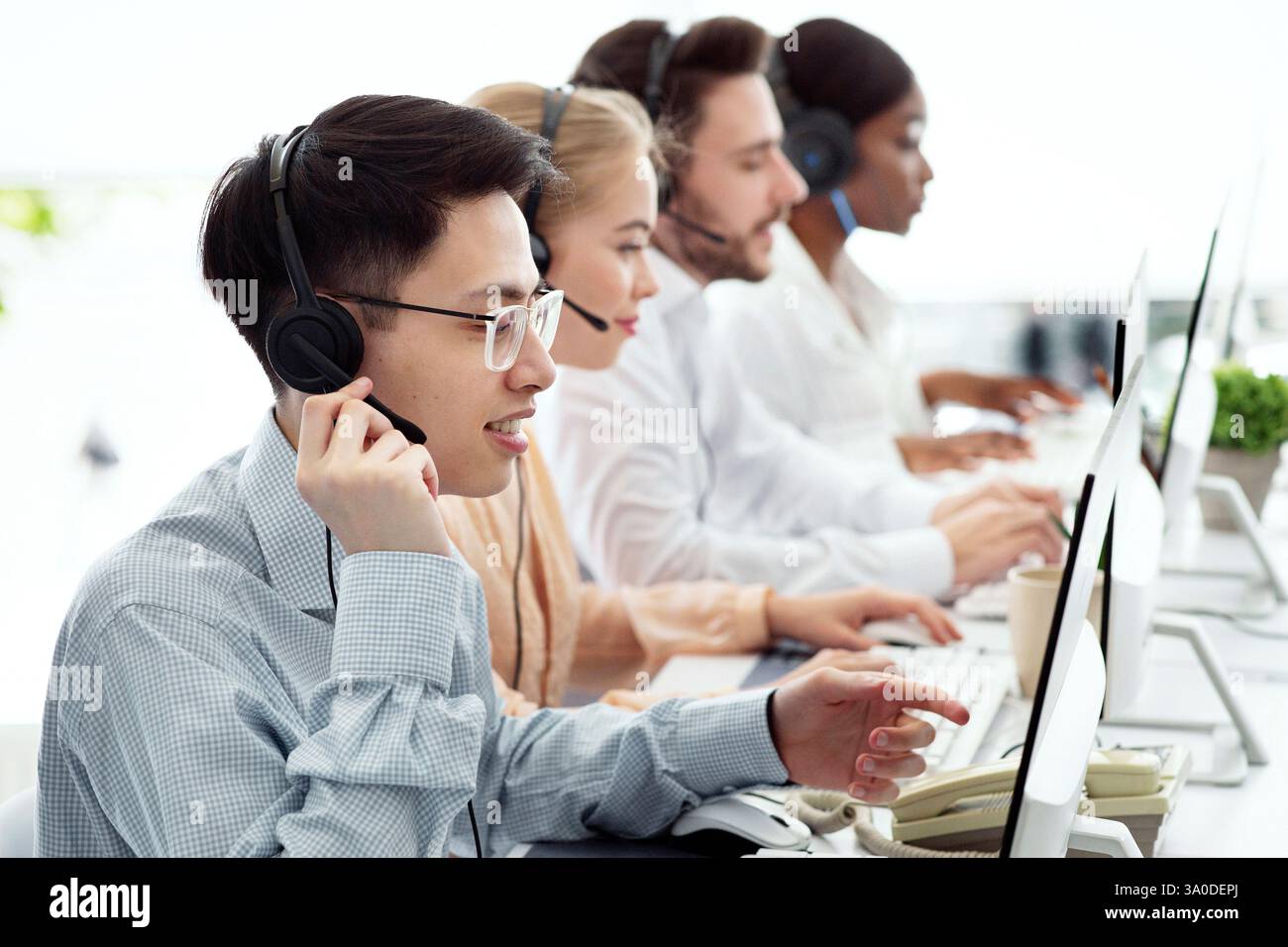 Telecom Call Telecommunications concept positive helpdesk hi-res stock photography ...