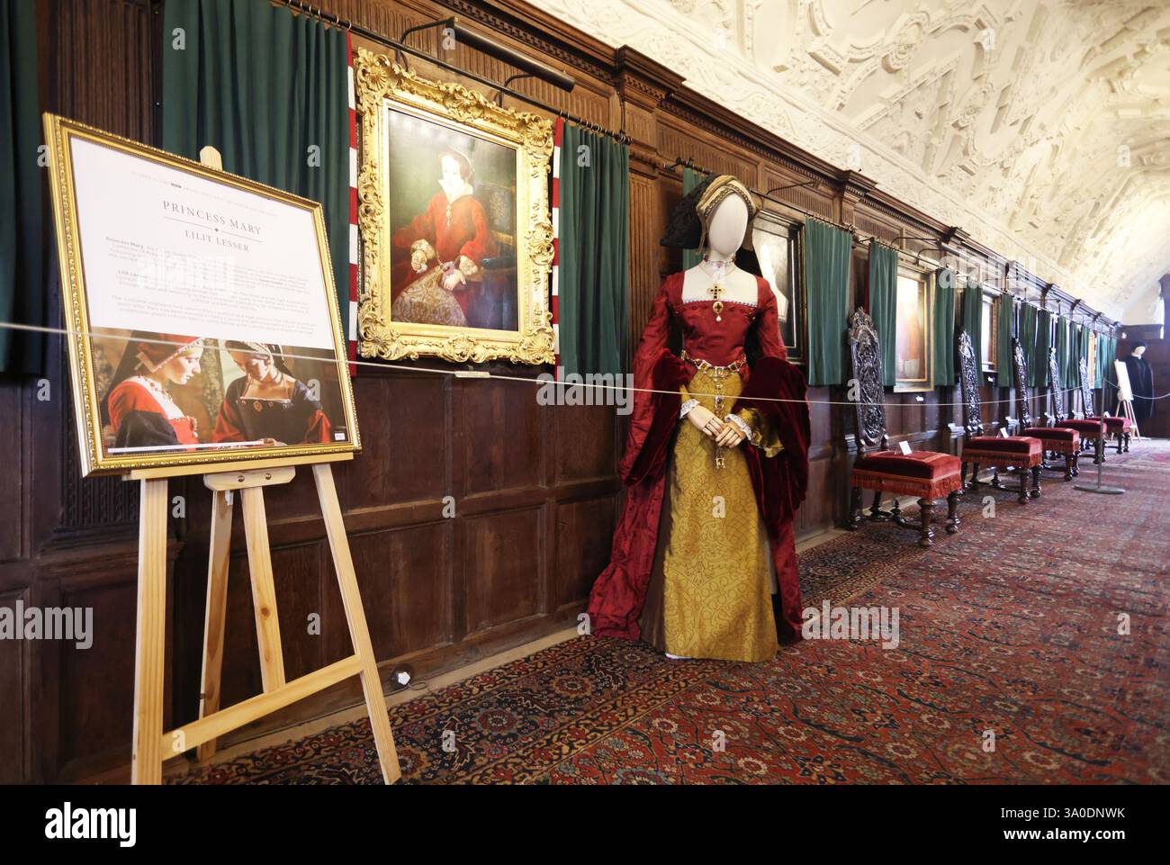 Interior of historic Hever Castle, once the home of Anne Boleyn, second ...