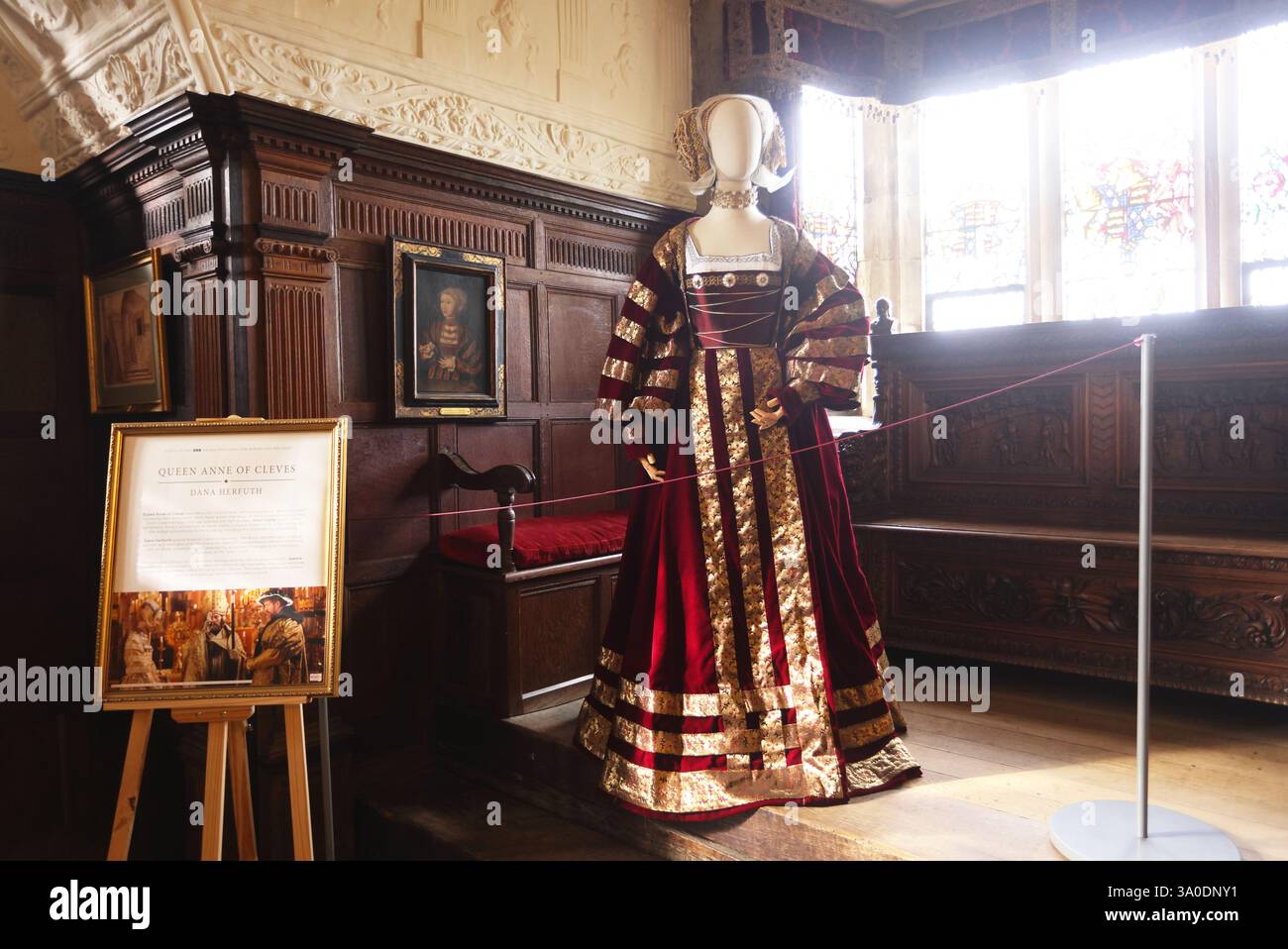 Interior of historic Hever Castle, once the home of Anne Boleyn, second ...