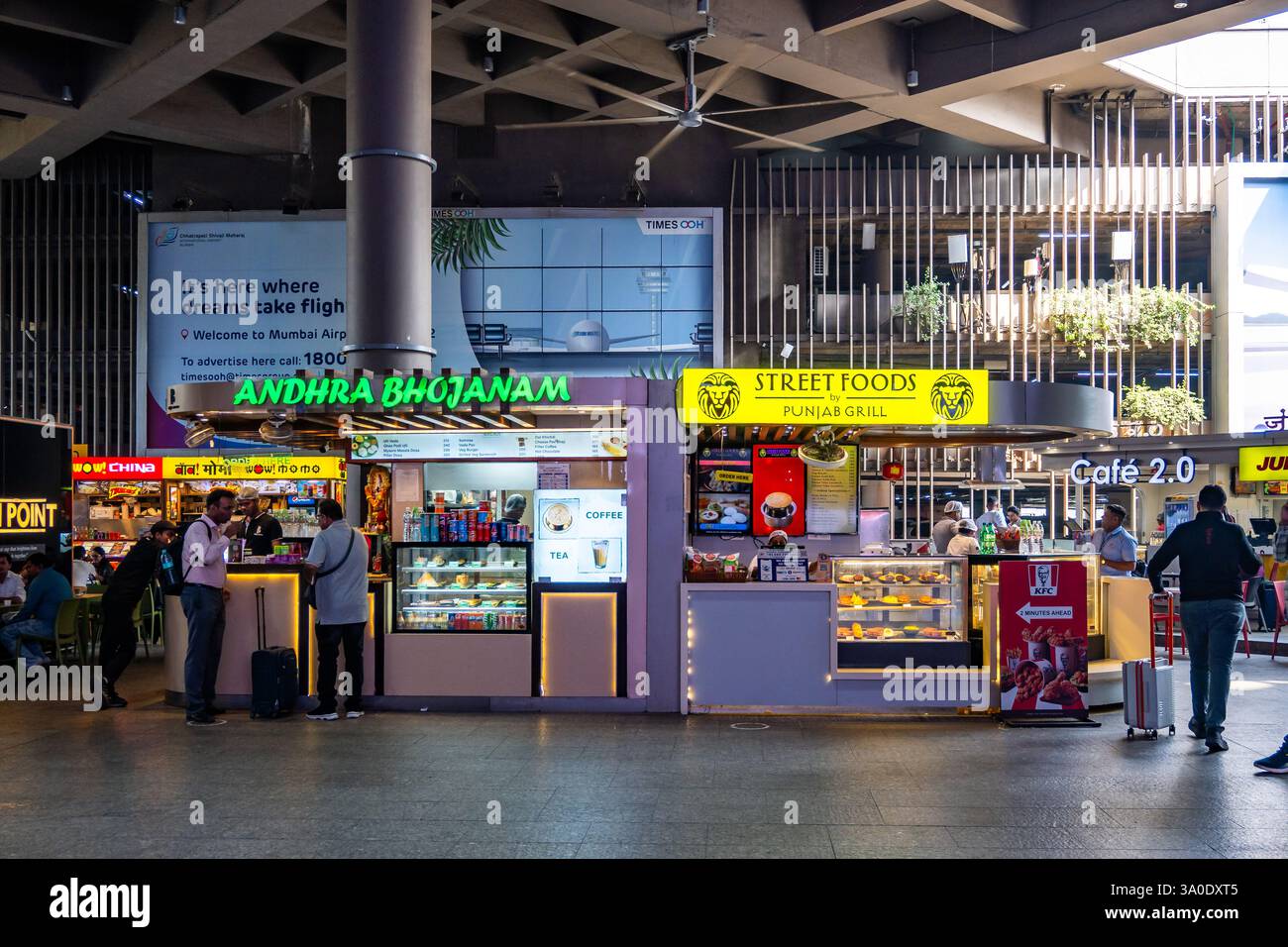 Snack shops and stores at the airport of Srinagar, Jammu and Kashmir, India. Stock Photo