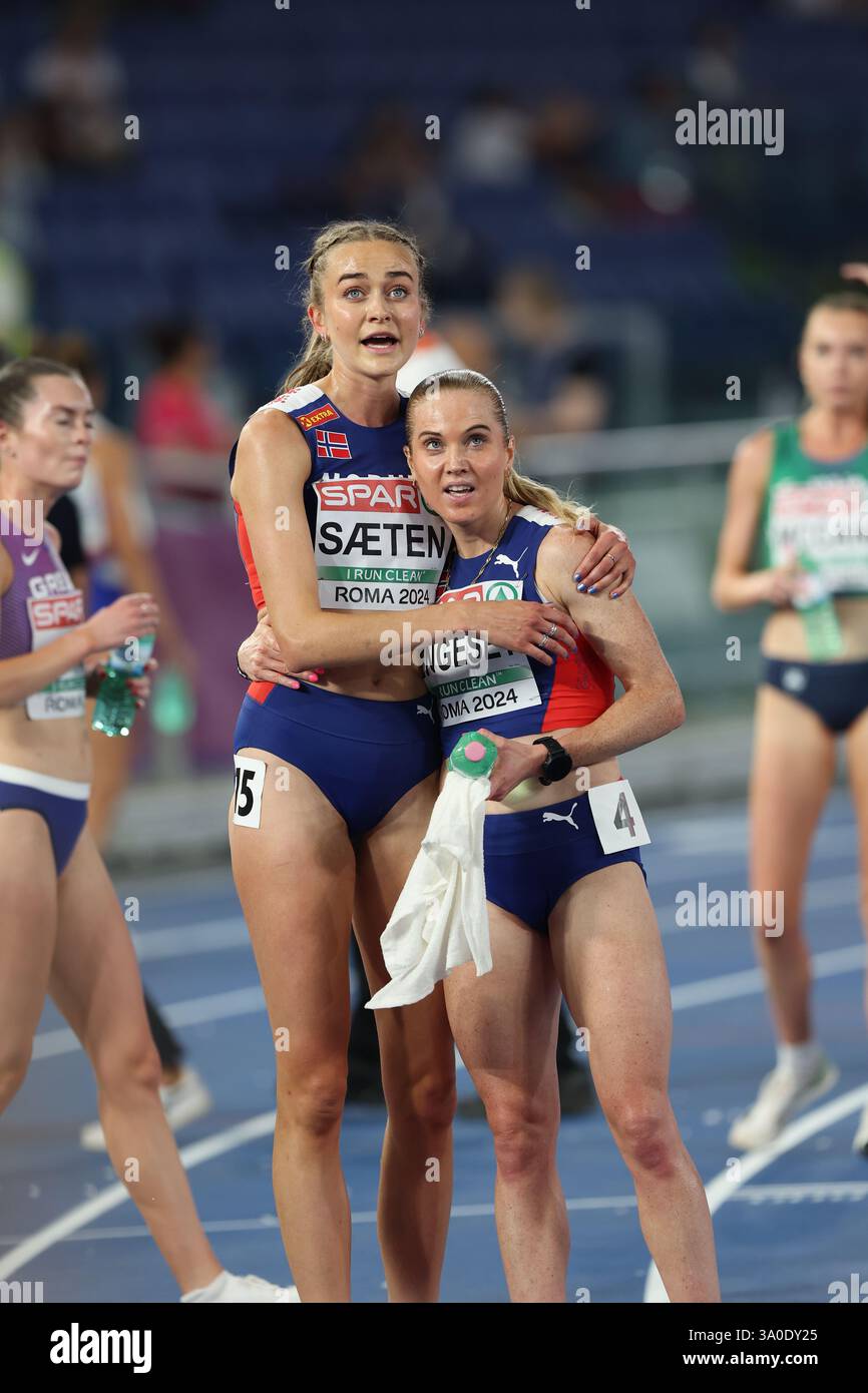 Amalie SÆTEN (Norway) & Kristine Eikrem ENGESET (Norway) after the 5000m Final at the European Athletic Championship 2024 Stock Photo