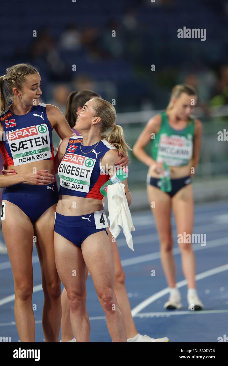 Amalie SÆTEN (Norway) & Kristine Eikrem ENGESET (Norway) after the 5000m Final at the European Athletic Championship 2024 Stock Photo