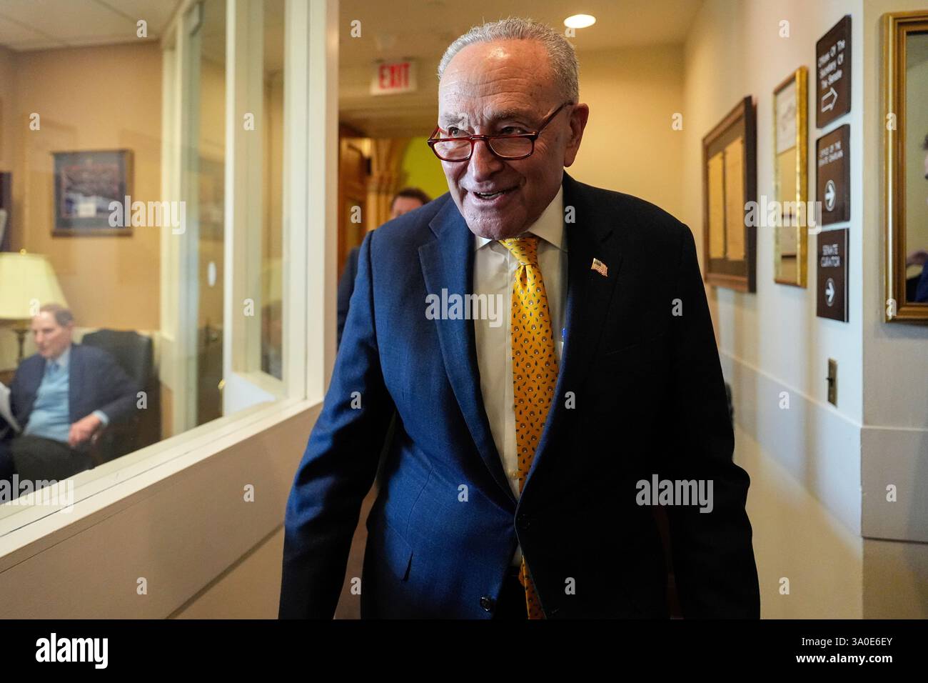 Senate Minority Leader Chuck Schumer, D-N.Y., walks to speak at a news ...
