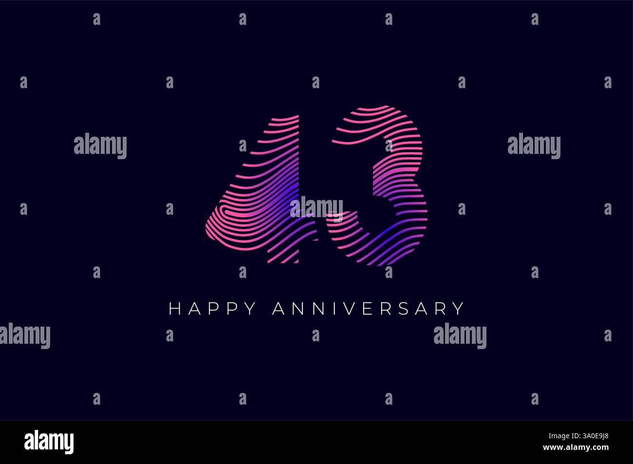 Numeric Design with Line Curve 43th, 43th Happy Anniversary with ...