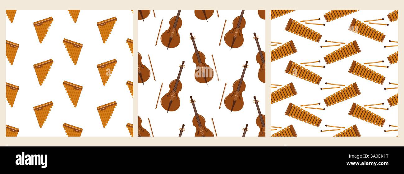Pattern A Instrument Musical instrument pattern design featuring various traditional ...