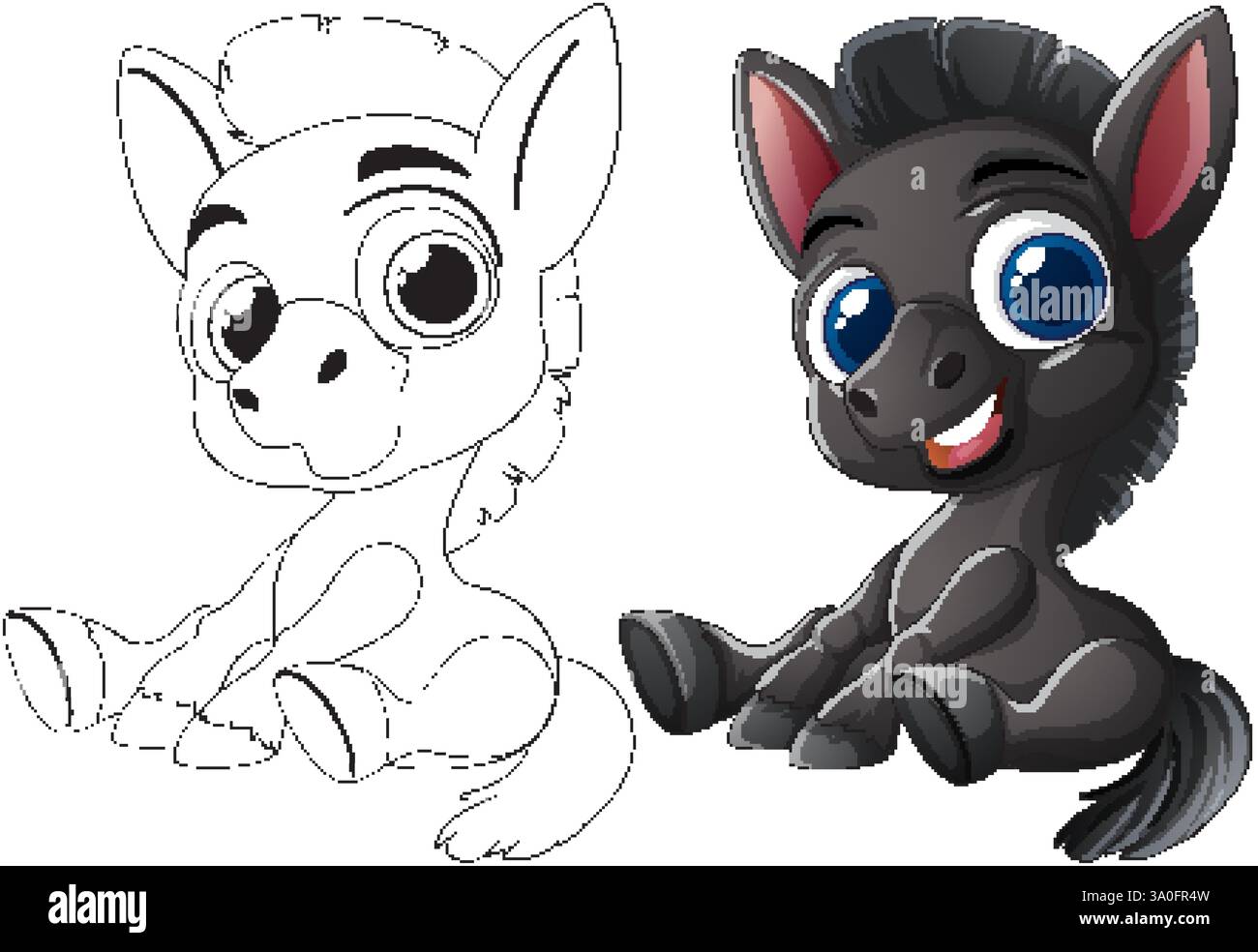 Cute cartoon donkey with big expressive eyes Stock Vector Image & Art ...