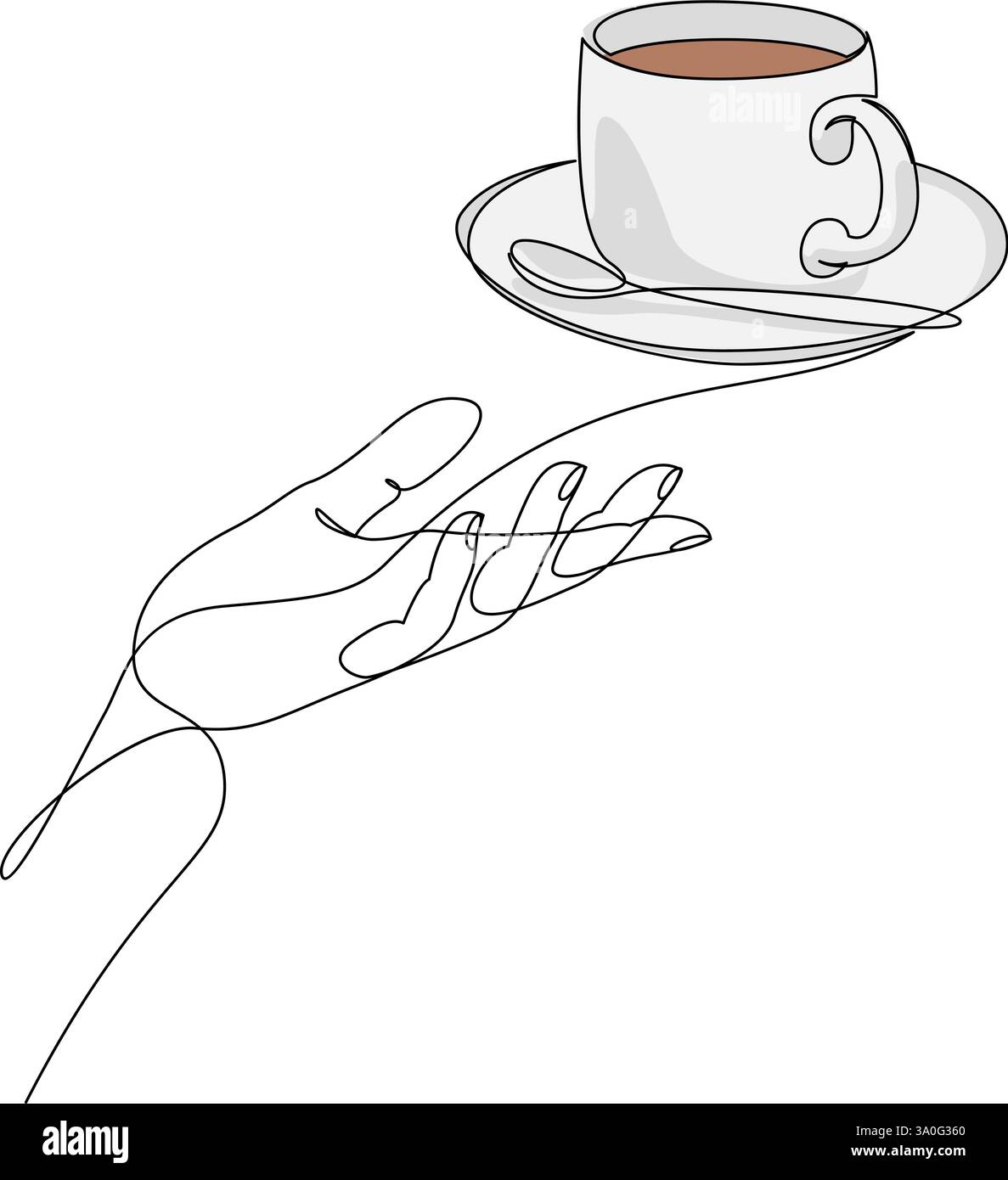 Continuous one line drawing of hand holding a cup of coffee. Minimalist ...