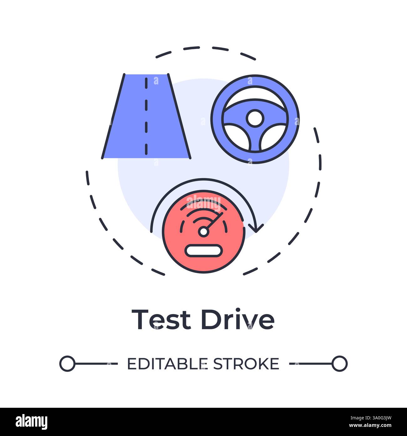 Test drive multi color concept icon Stock Vector