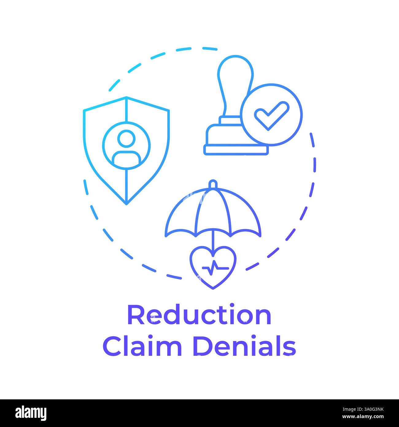 Reduction claim denials blue gradient concept icon Stock Vector