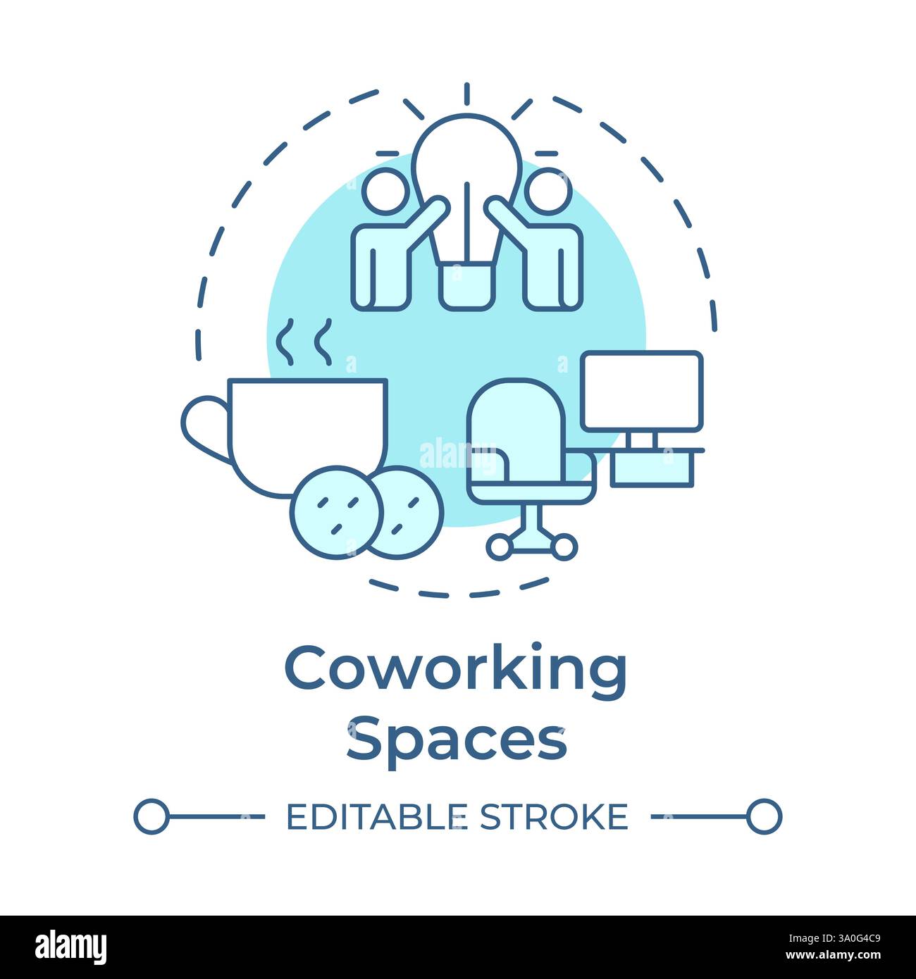 Coworking spaces soft blue concept icon Stock Vector