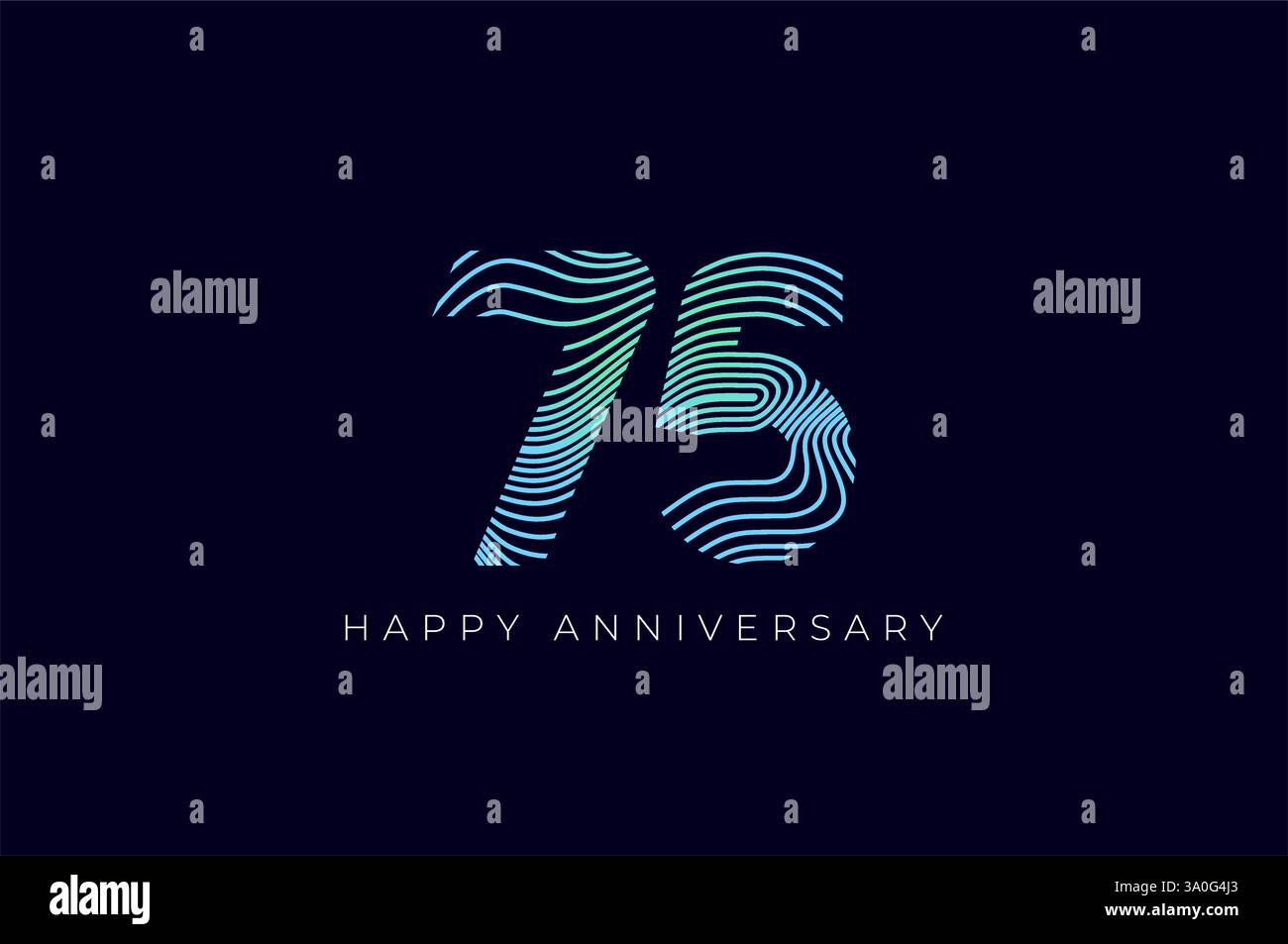 Numeric Design with Line Curve 75th, 75th Happy Anniversary with ...
