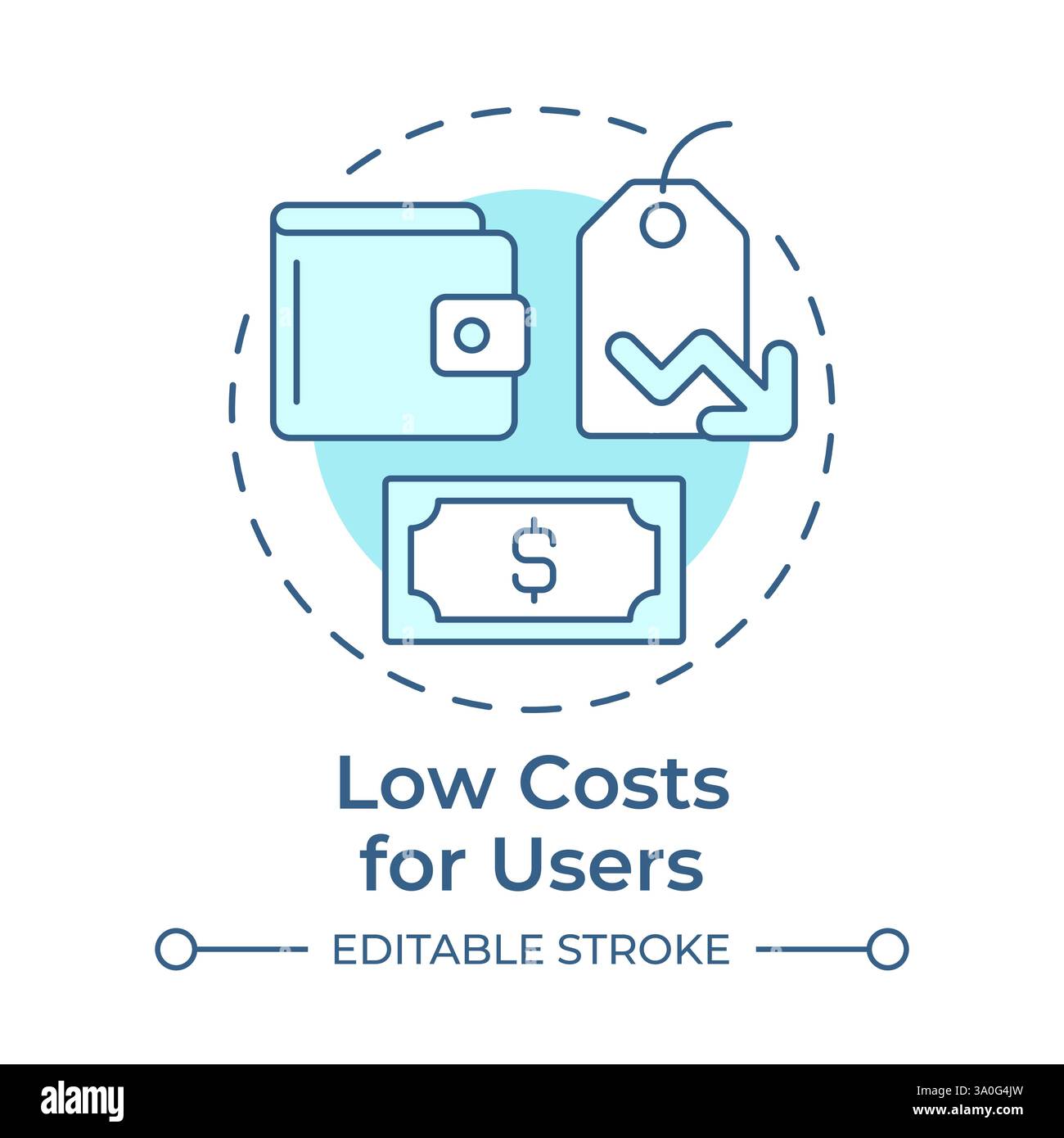 Low costs for users soft blue concept icon Stock Vector