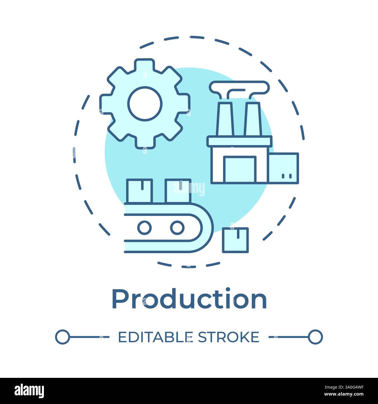 Production soft blue concept icon Stock Vector