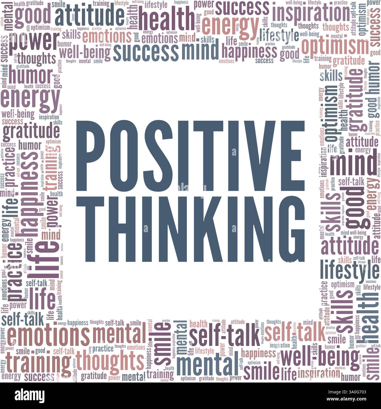 Positive Thinking vector illustration word cloud isolated on a white ...
