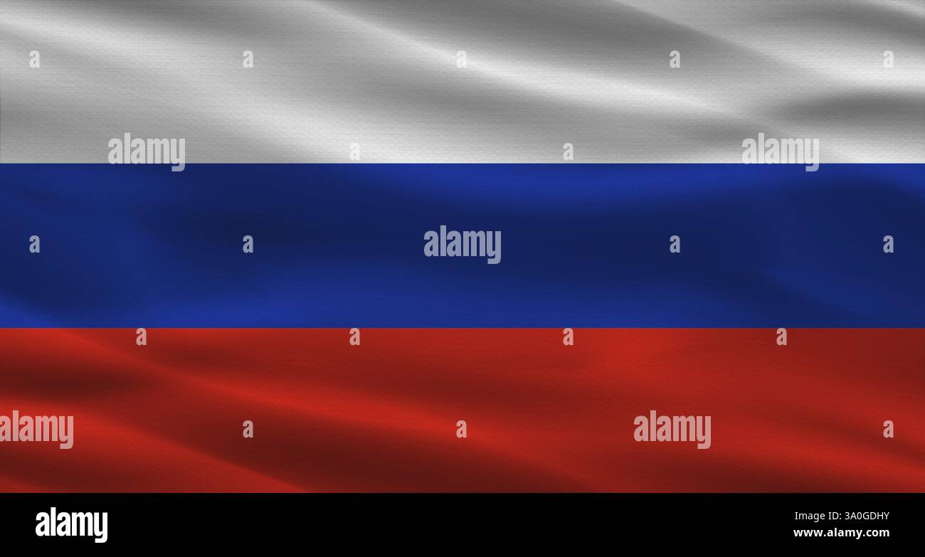 Russian flag with fabric texture. Realistic flag of Russia waving Stock ...