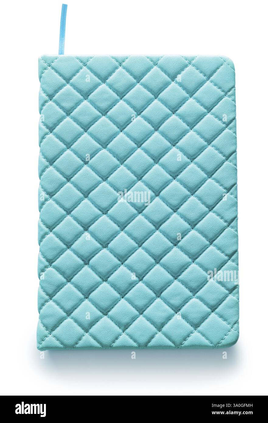 Blue coloured soft leather isolated notepad Stock Photo