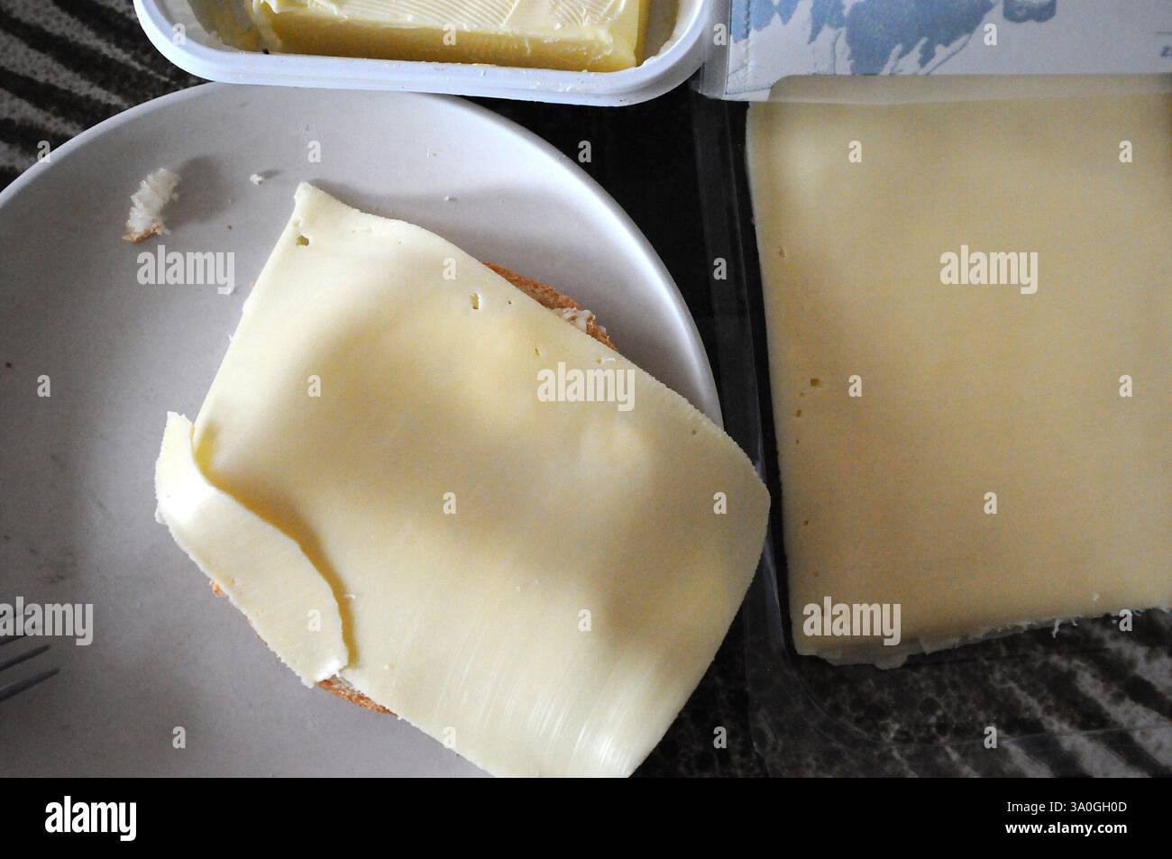 Copenhagen/ DenmarK/04 MARCH 2025/.Gouda tasty cheese sliced for ...