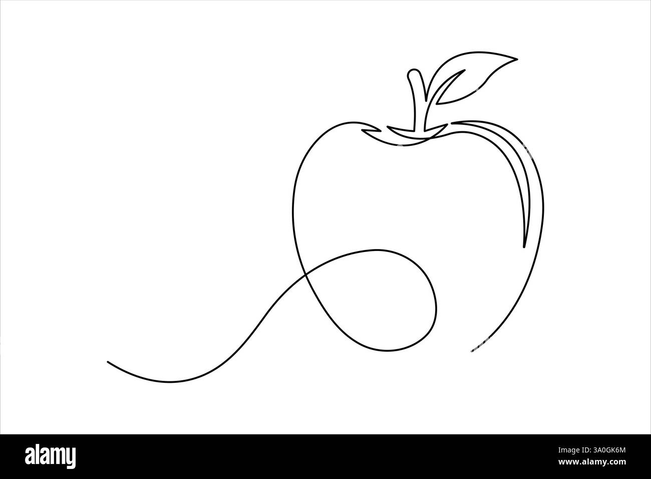Continuous one line art drawing of apple fruit design vector ...