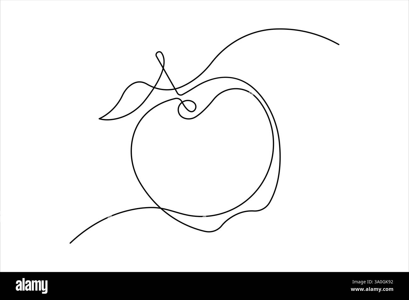 Continuous one line art drawing of apple fruit design vector ...
