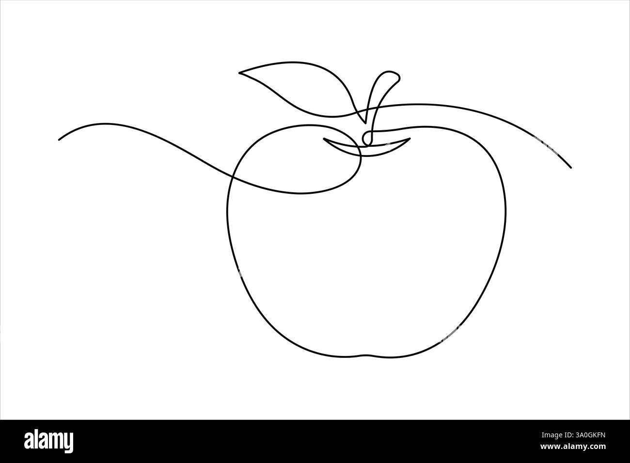 Continuous one line art drawing of apple fruit design vector ...