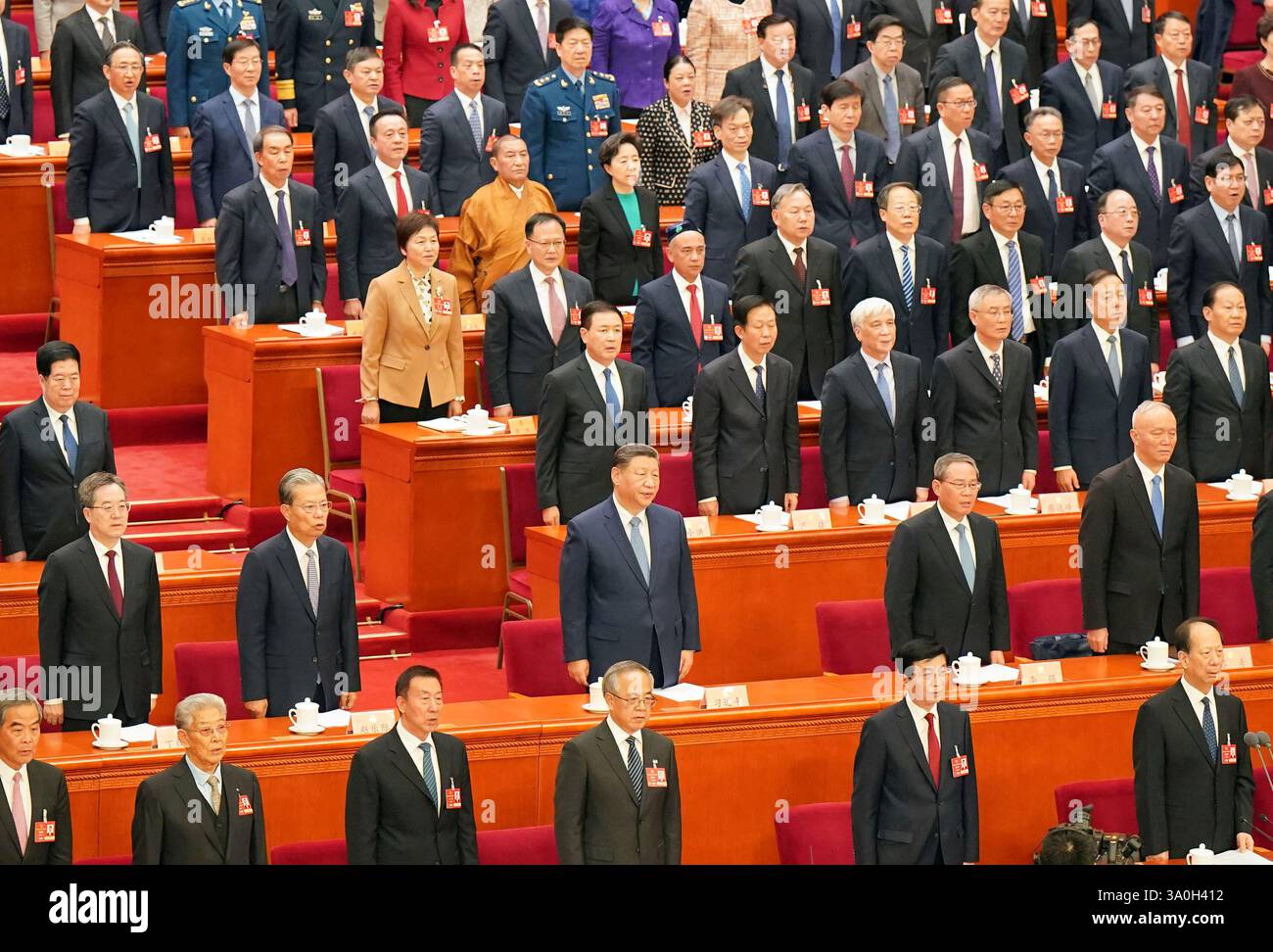 Chinese President Xi Jinping (C) attends the Chinese People's Political ...