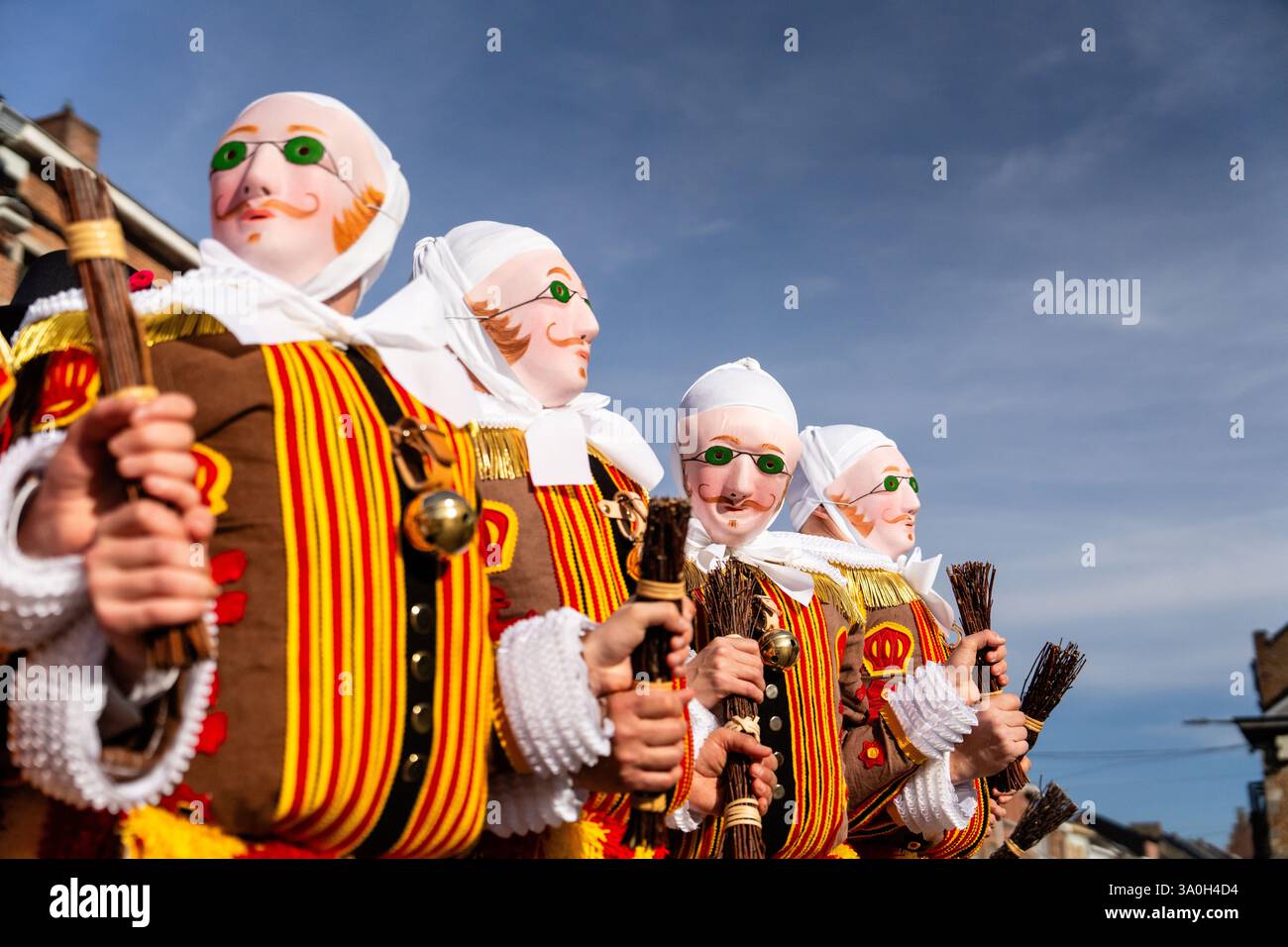 Binche, Belgium. 04th Mar, 2025. Gilles with masks pictured during the ...